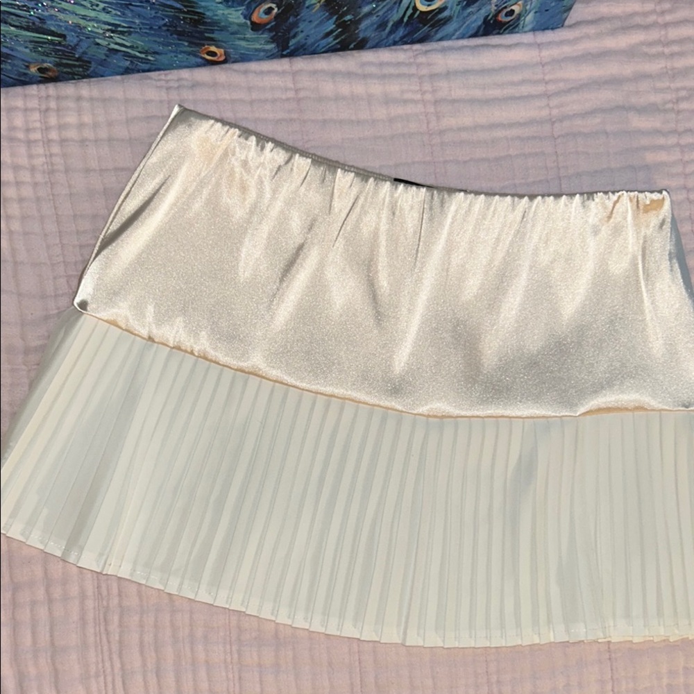 Fenity Size L Cream Pleated Mini Skirt
